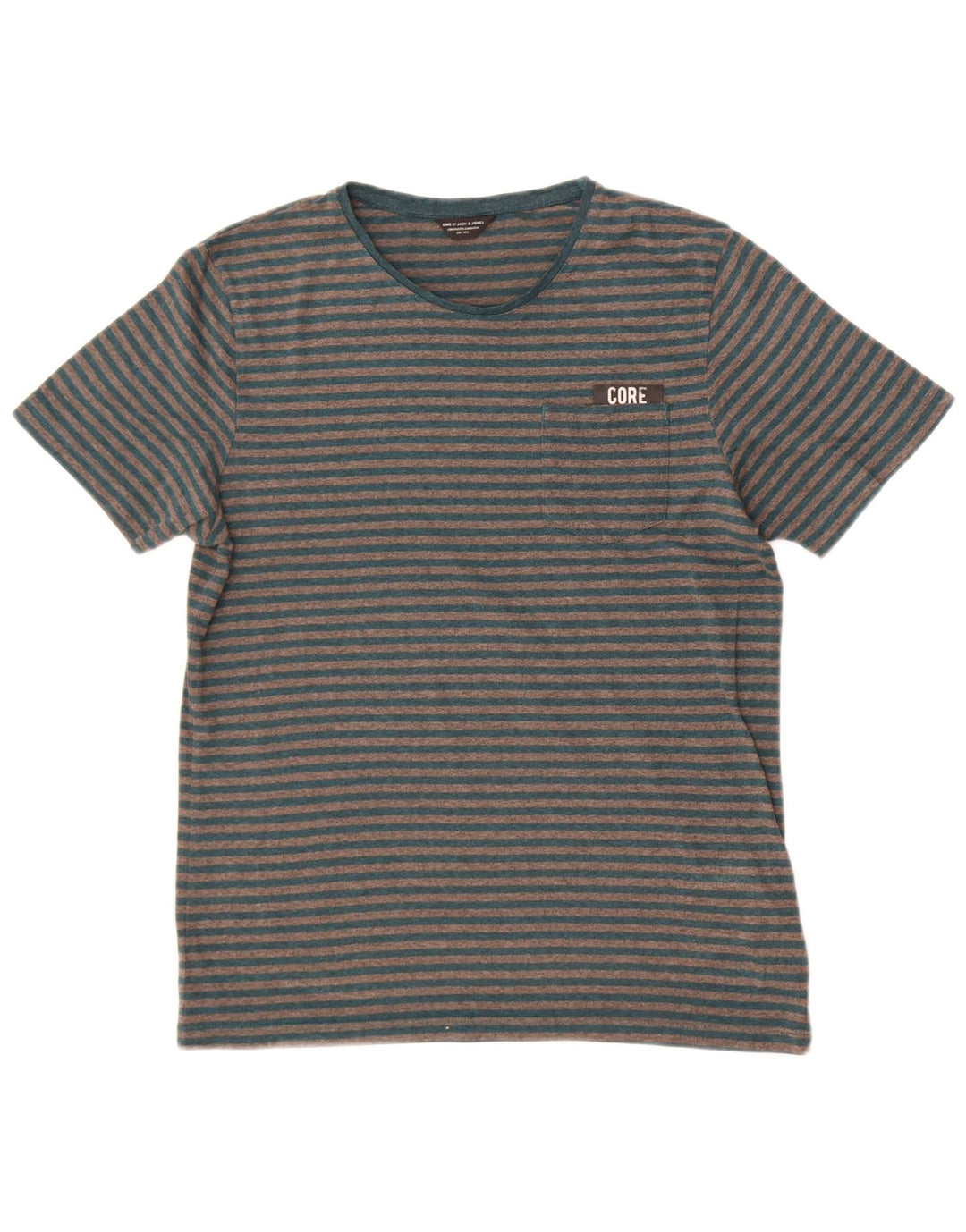 Camiseta masculina Jack & Jones Top cinza médio listrado algodão