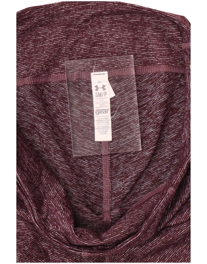 Leggings capri femininas UNDER ARMOUR UK 10 poliéster manchado cor de vinho pequeno