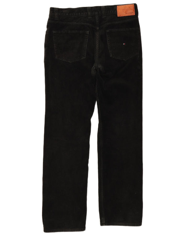 Calça masculina reta de veludo Tommy Hilfiger W34 L34 algodão preto
