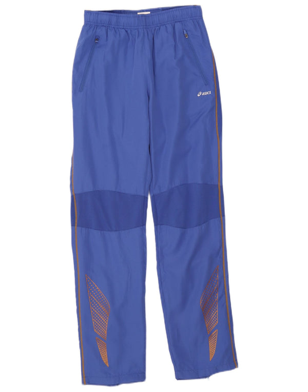 Calças de treino gráfico Asics para meninas 13-14 anos azul colorblock