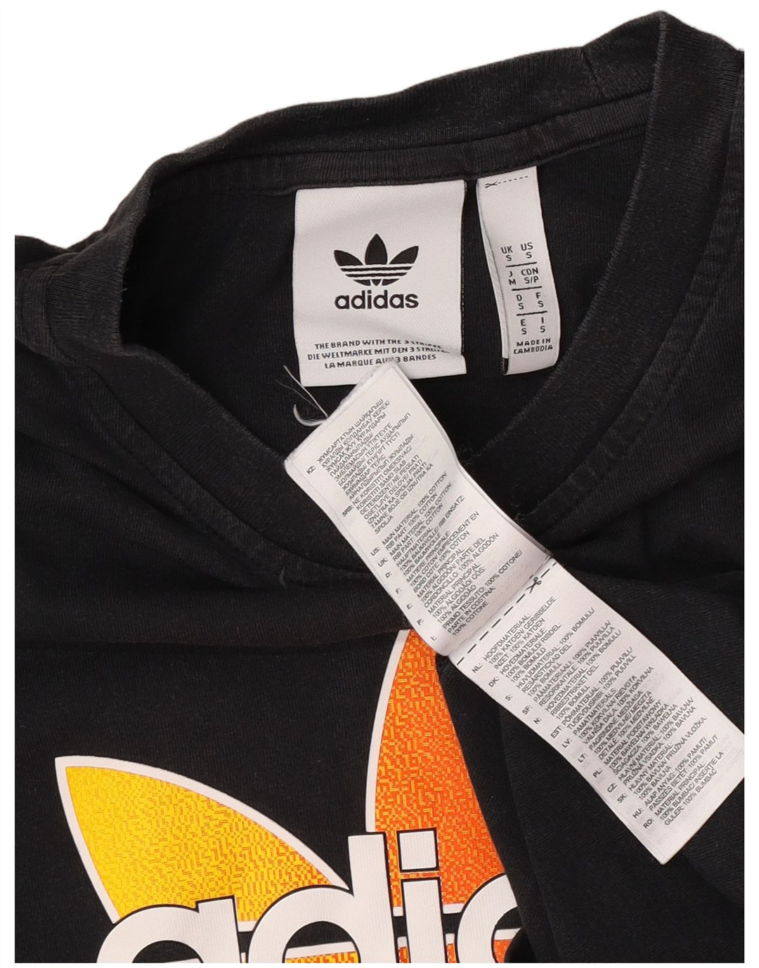 Adidas Mens Graphic T-Shirt Top Pequeno Algodão Preto