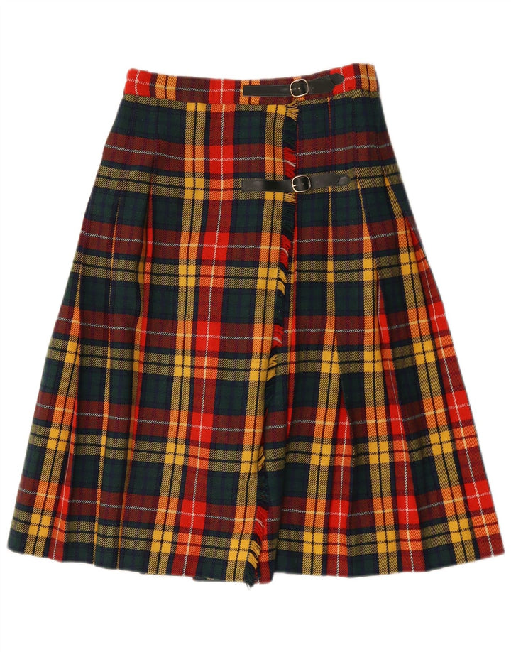 Saia feminina vintage plissada W28 xadrez multicolorida média
