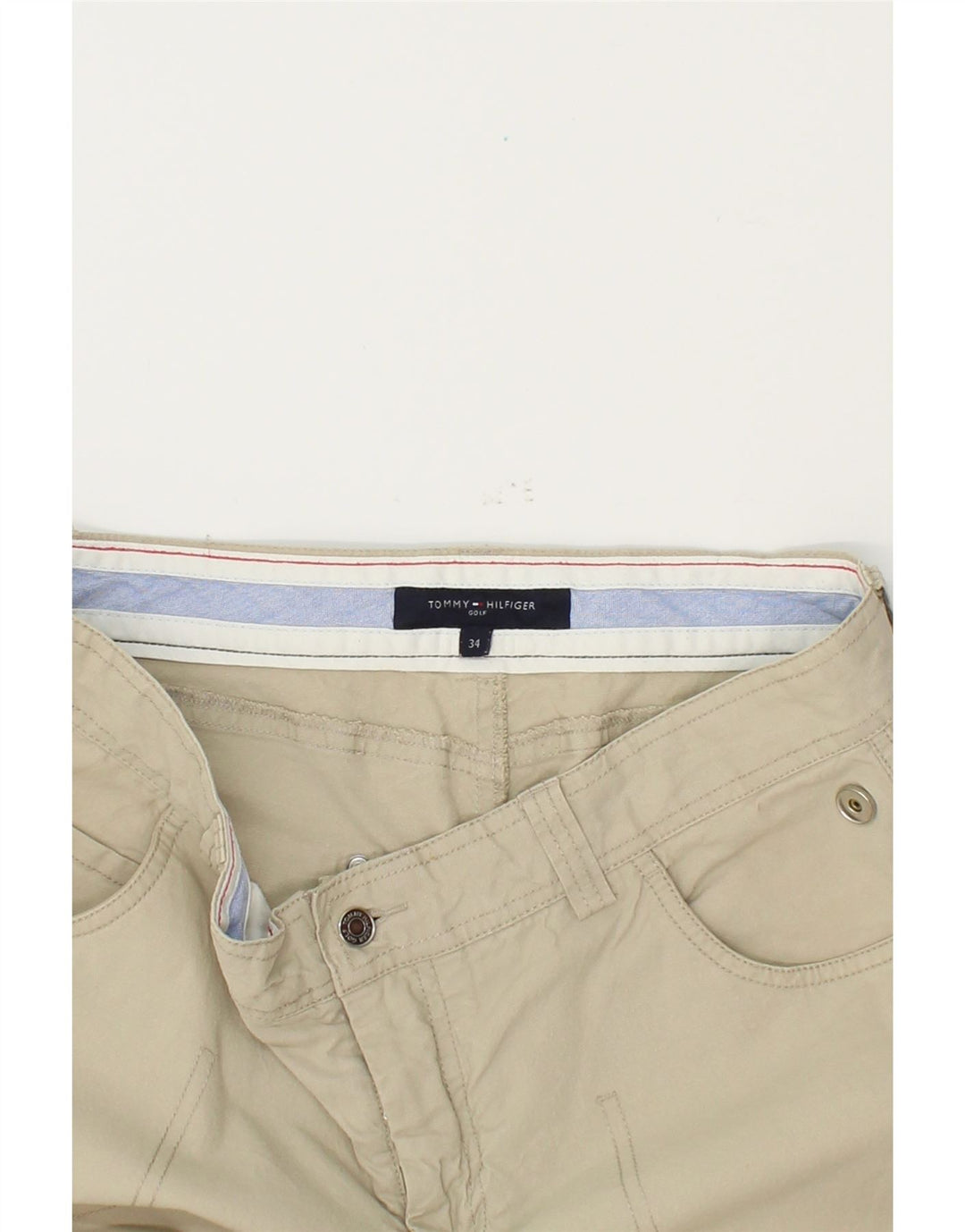 TOMMY HILFIGER Mens Golf Straight Cargo Trousers W34 L31 Beige Cotton Vintage Tommy Hilfiger and Second-Hand Tommy Hilfiger from Messina Hembry 
