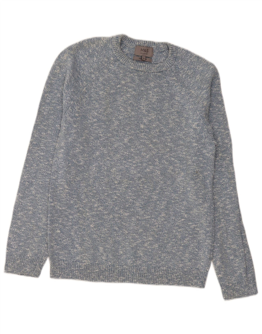 Suéter masculino Marks & Spencer com gola canoa e algodão manchado azul pequeno