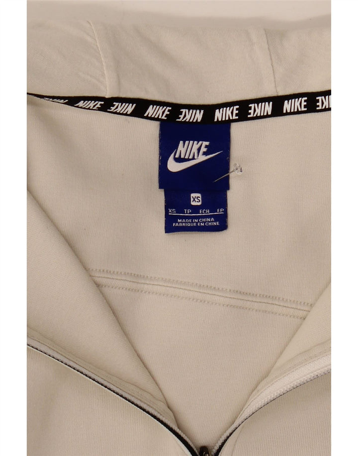 NIKE Womens Oversized Zip Hoodie Sweater UK 6 XS White Cotton Vintage Nike and Second-Hand Nike from Messina Hembry 