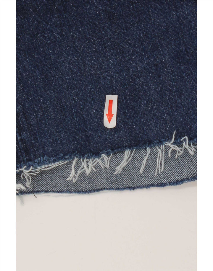 Shorts jeans feminino Levi's 501 desgastado W28 algodão azul marinho médio