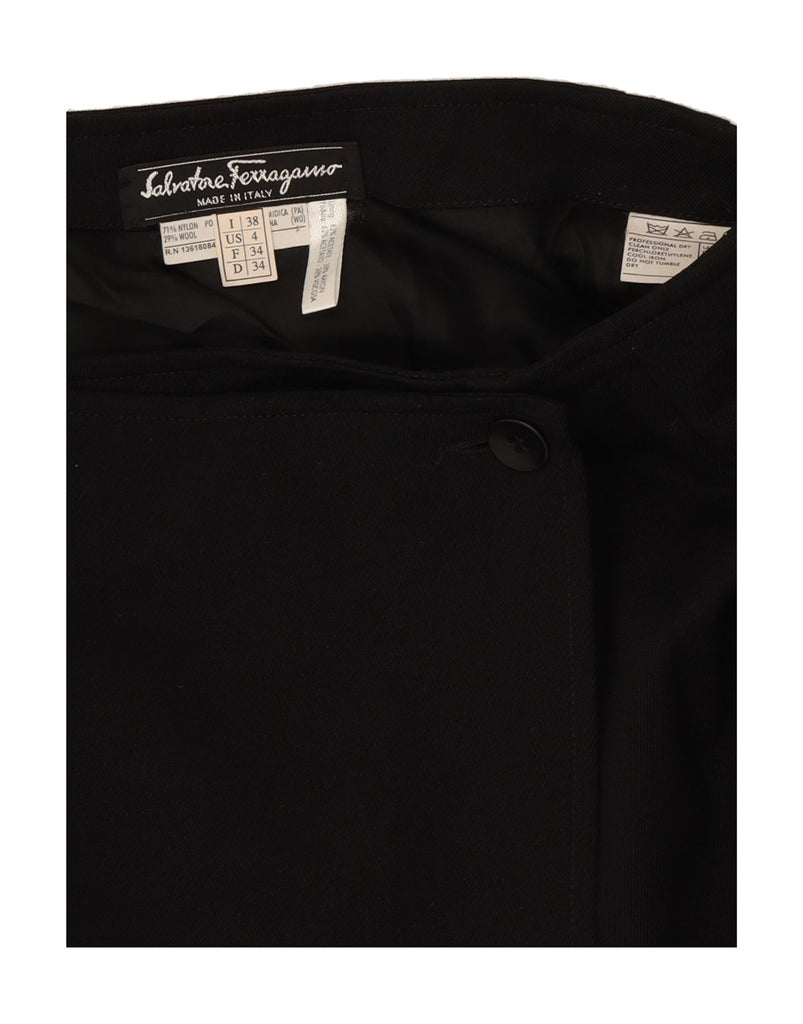SALVATORE FERRAGAMO Womens Wrap Skirt US 4 Small W24 Black Nylon Vintage Salvatore Ferragamo and Second-Hand Salvatore Ferragamo from Messina Hembry 