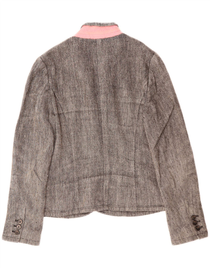 Jaqueta blazer feminina de 3 botões JACK WILLS Reino Unido 10 linho cinza pequeno