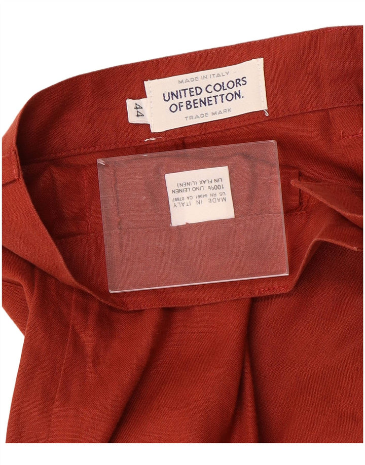 Saia midi feminina BENETTON IT 44 médio W26 linho vermelho