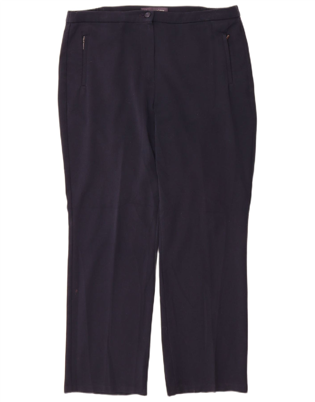 Calça feminina reta casual Marks & Spencer W32 L28 poliéster azul marinho