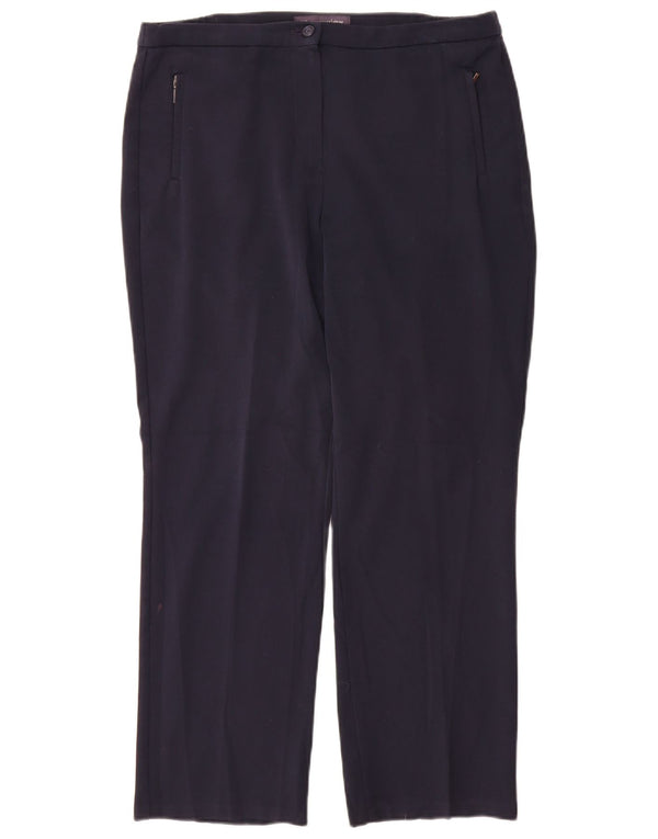 Calça feminina reta casual Marks & Spencer W32 L28 poliéster azul marinho