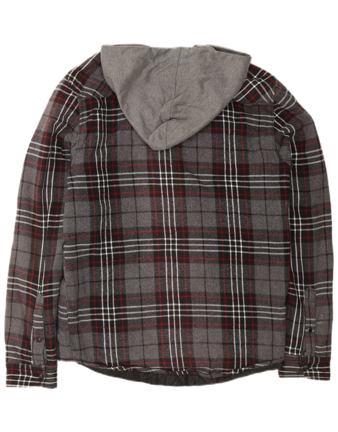 Camisa masculina de flanela com capuz e flanela Zara, algodão xadrez cinza médio