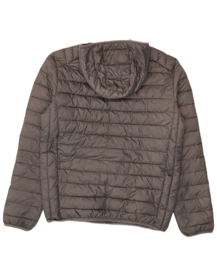 Ellesse Jaqueta masculina acolchoada com capuz UK 40 poliéster cinza grande