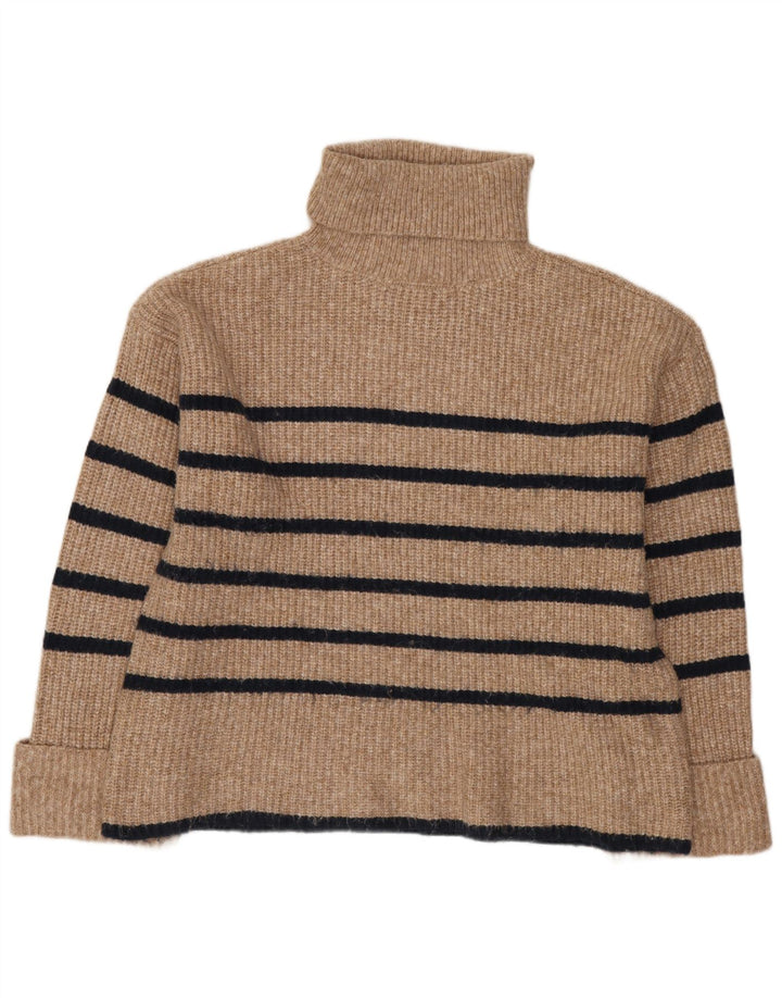 Suéter feminino Marks & Spencer com gola redonda e listrado bege médio Reino Unido 14