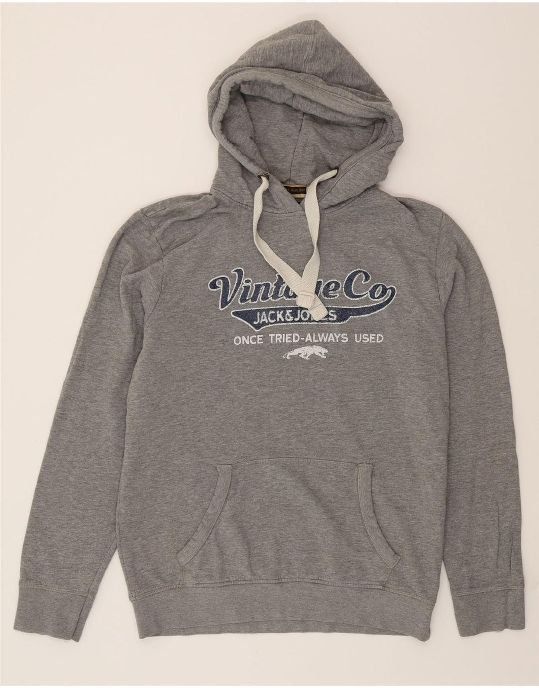 JACK & JONES Mens Graphic Hoodie Jumper Large Grey Cotton Vintage Jack & Jones and Second-Hand Jack & Jones from Messina Hembry 
