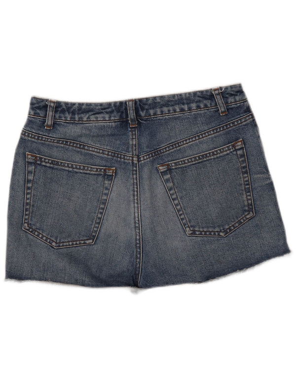 Shorts jeans feminino TOPSHOP Reino Unido 12 médio W30 algodão azul