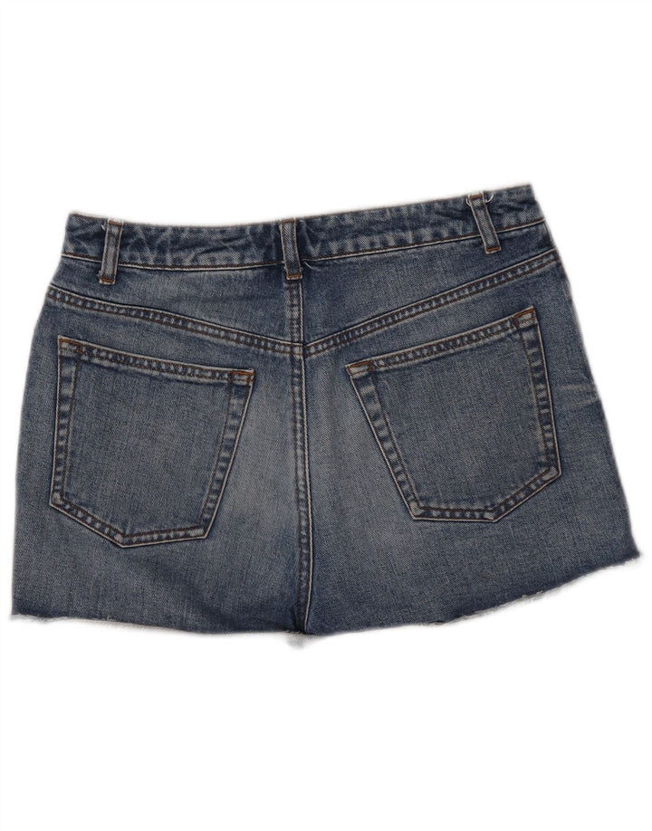 Shorts jeans feminino TOPSHOP Reino Unido 12 médio W30 algodão azul