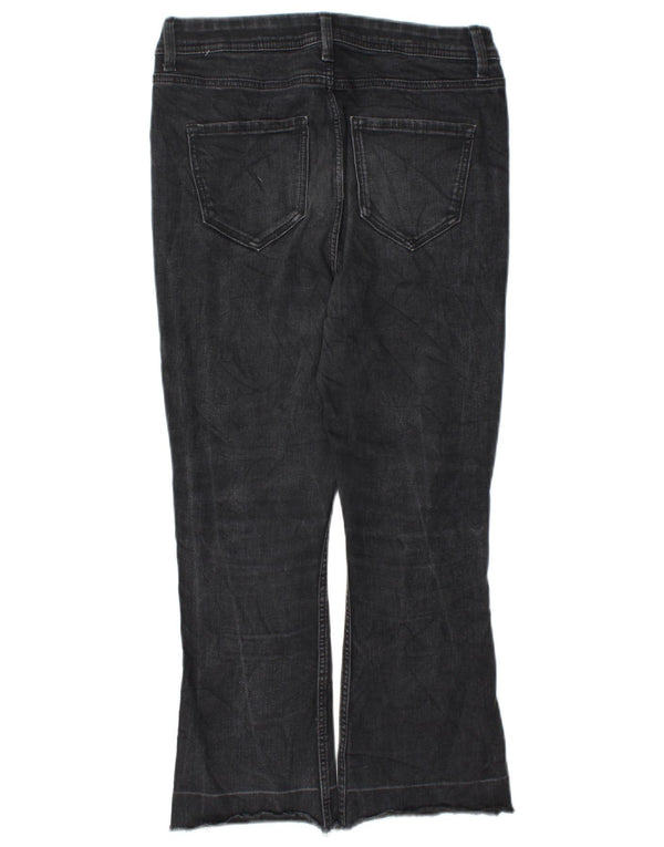 Calça jeans feminina Marks & Spencer Slim Flare UK 10 pequena W27 L23 preta