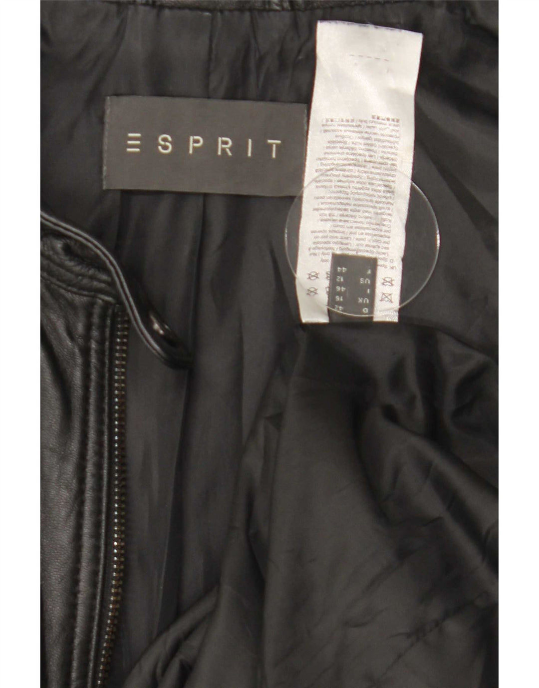 Jaqueta feminina de couro Racer Esprit Reino Unido 16 grande couro preto
