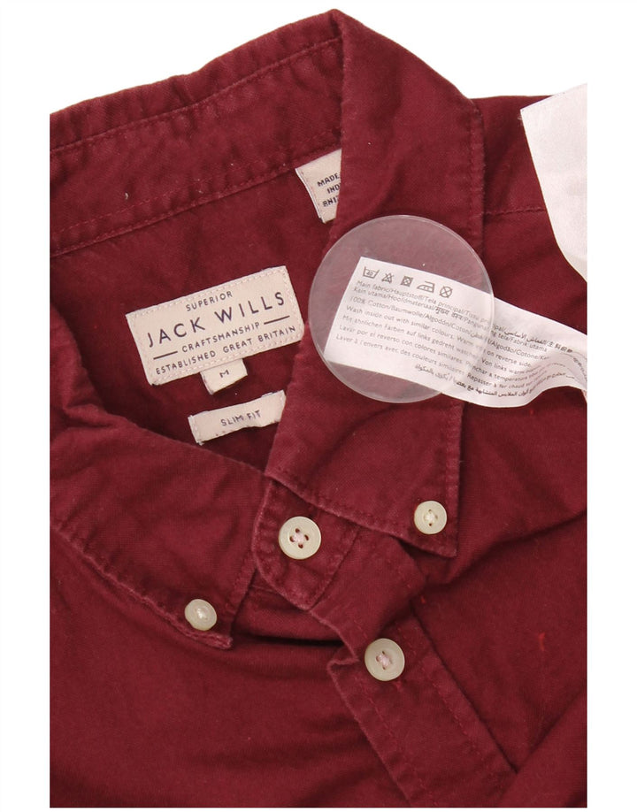 Camisa masculina Slim Fit Jack Wills de algodão Borgonha médio