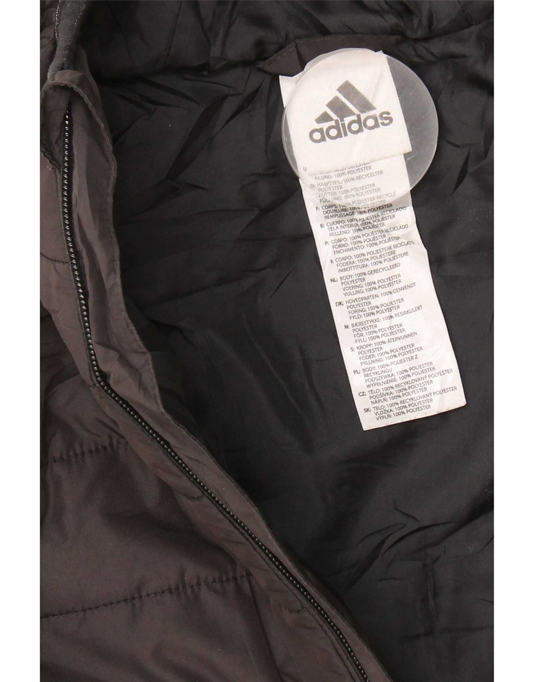 Casaco acolchoado com capuz Adidas Boys 10-11 anos médio preto poliéster