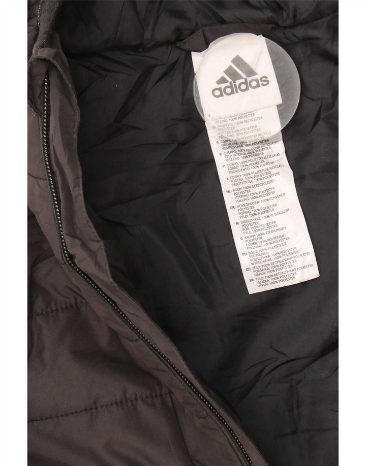 Casaco acolchoado com capuz Adidas Boys 10-11 anos médio preto poliéster