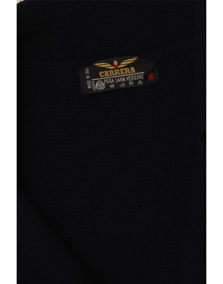 Suéter cardigã masculino Carrera com peito duplo de lã virgem azul marinho médio