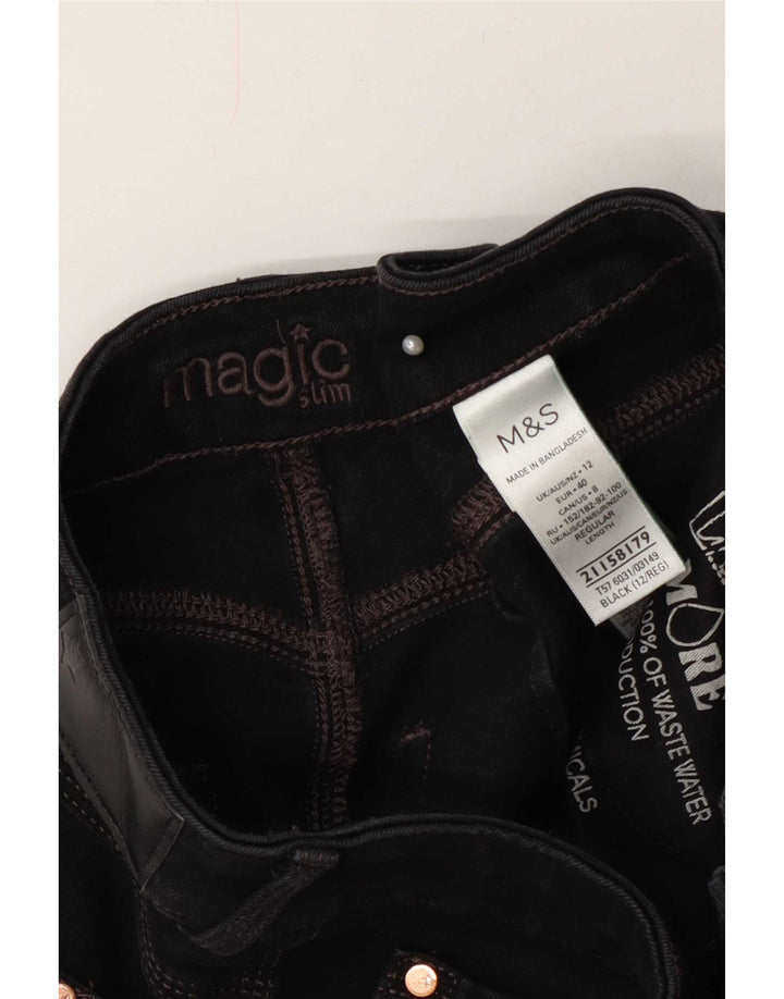 Marks & Spencer Womens Magic Slim Jeans Reino Unido 12 Médio W28 L28 Algodão Preto
