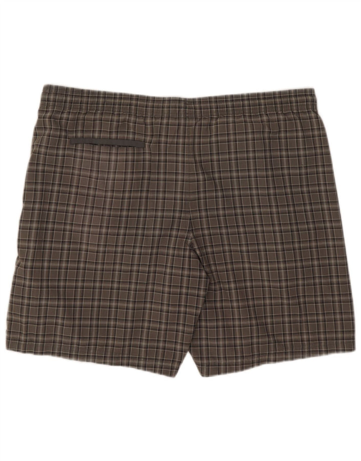 Shorts de natação masculino Adidas grande poliéster xadrez cinza