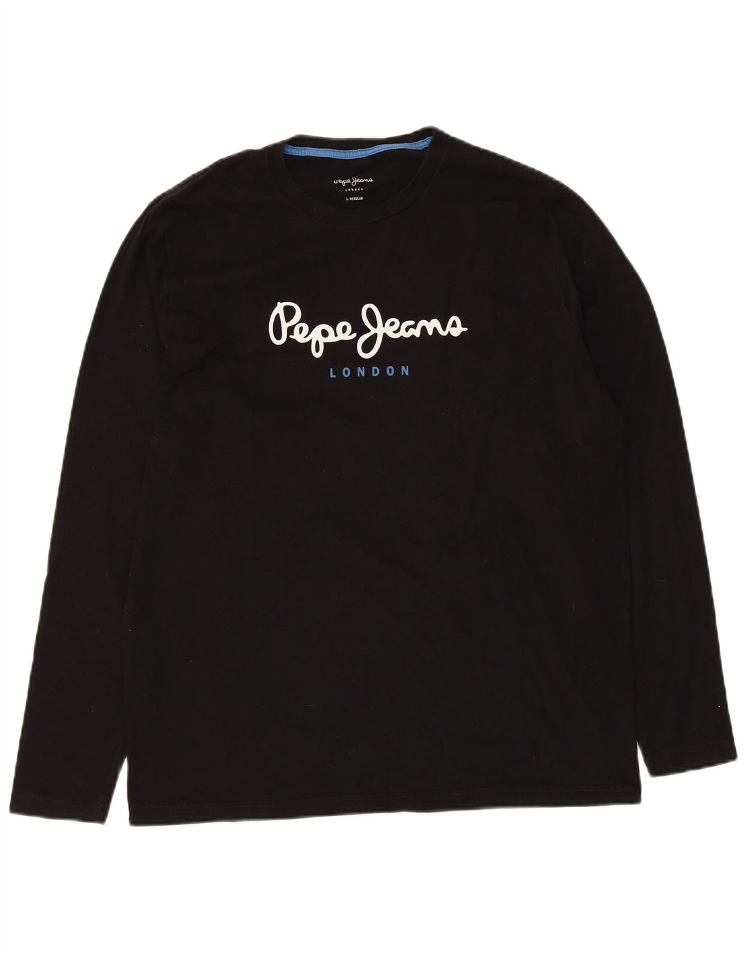 PEPE Jeans masculino regular gráfico top manga comprida grande preto