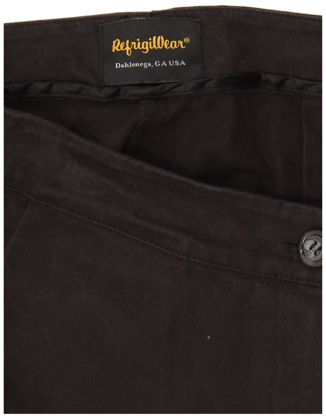 REFRIGIWEAR Calça feminina reta cortada pequena W28 L25 algodão preto