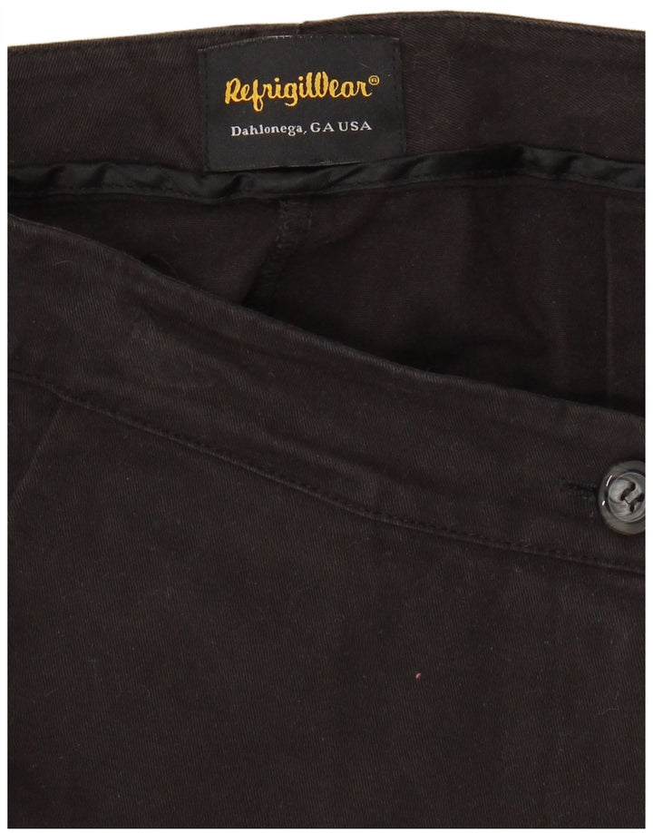 REFRIGIWEAR Calça feminina reta cortada pequena W28 L25 algodão preto