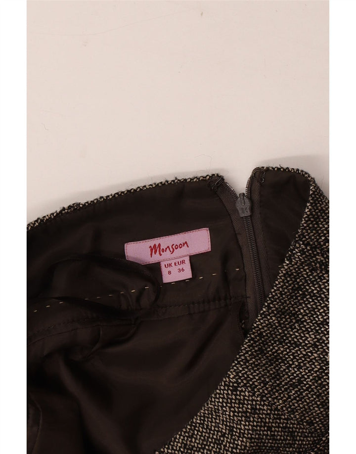Saia lápis feminina Monsoon UK 8 pequena W30 cinza manchada