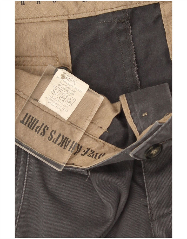 Calças cargo retas masculinas Rifle W32 L34 algodão cinza