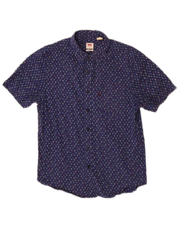 Camisa masculina de manga curta padrão Levi's pequena azul marinho floral algodão