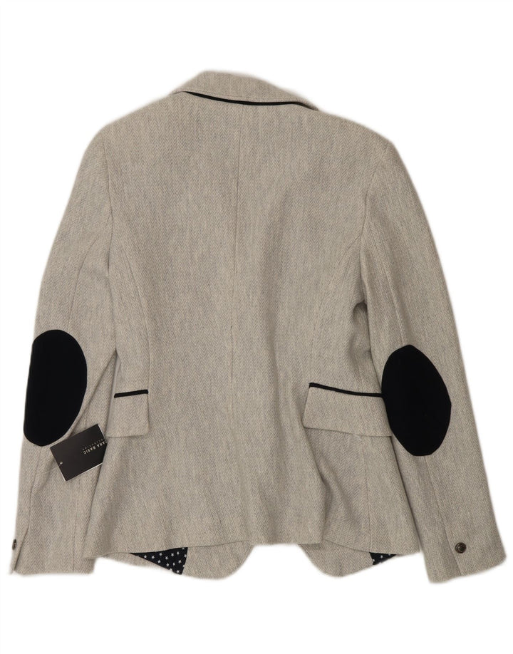 Jaqueta blazer feminina Zara com 1 botão Reino Unido 12 espinha de peixe cinza médio