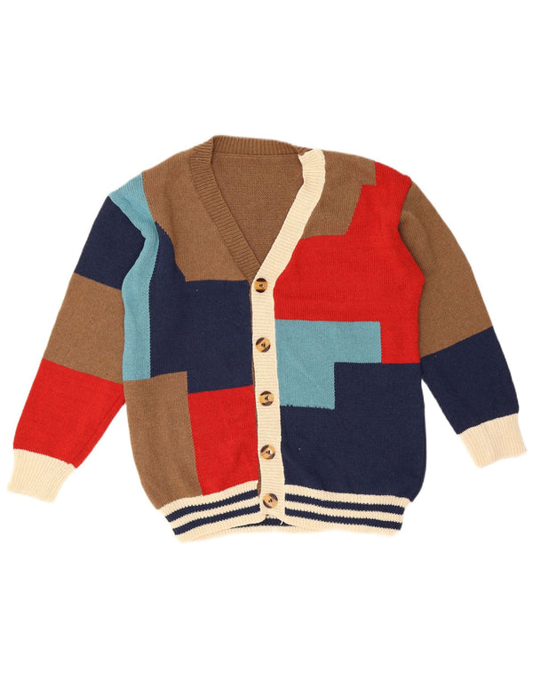 Suéter Cardigan Masculino Vintage Médio Multicolorido Geométrico
