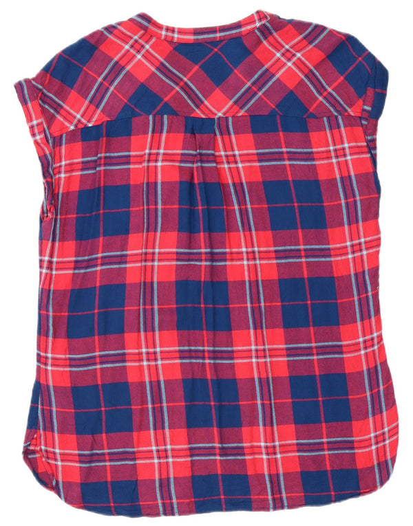 Blusa feminina Gap UK 14 viscose xadrez vermelha média