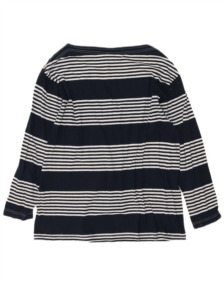 Trussardi Jeans Top gráfico feminino manga comprida Reino Unido 14 médio azul marinho