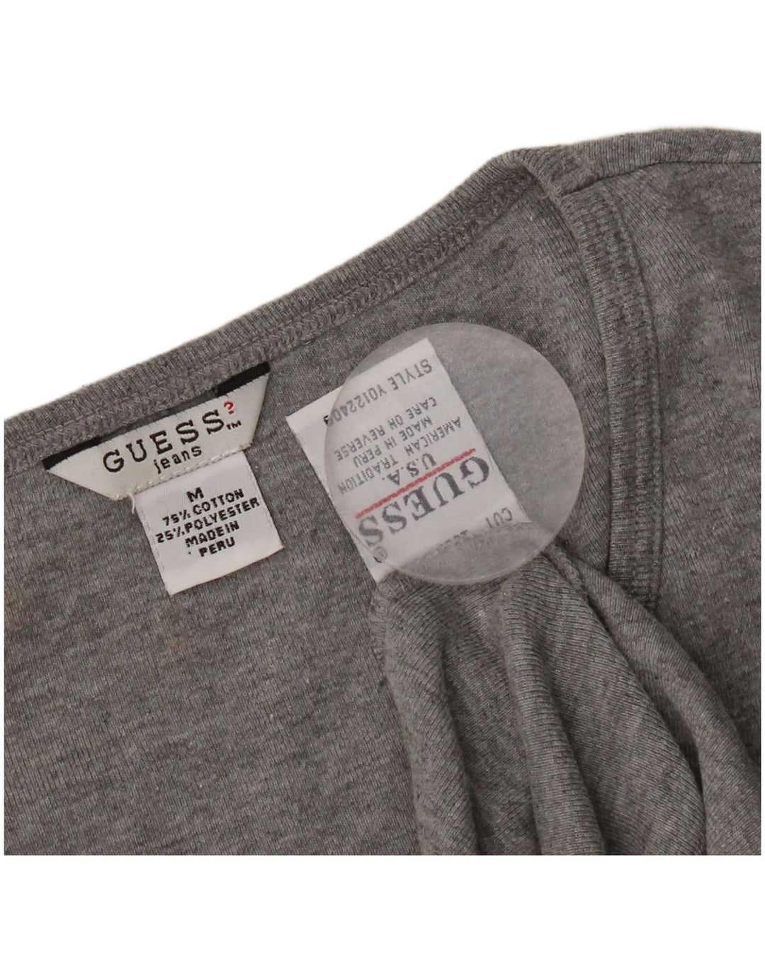Guess Womens Crop Top Manga Longa Reino Unido 12 Algodão Cinza Médio