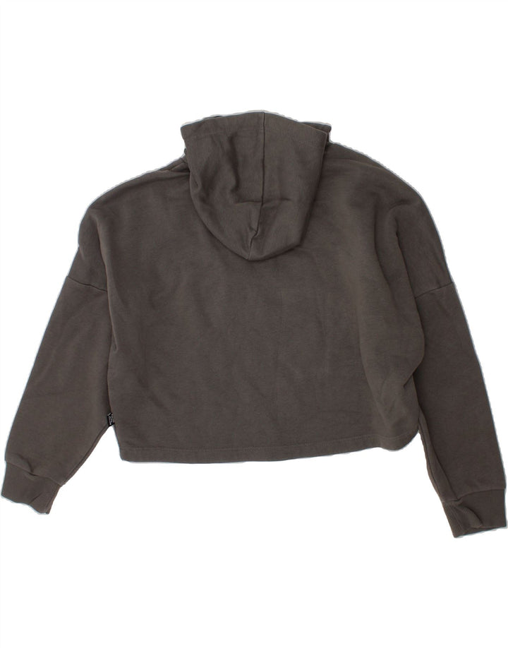 PUMA Girls Oversized Crop Graphic Hoodie Jumper 9-10 Years Grey Cotton Vintage Puma and Second-Hand Puma from Messina Hembry 