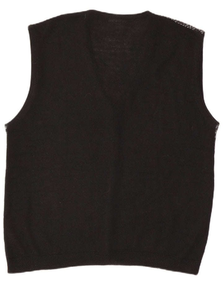Suéter cardigã masculino sem mangas Rodes XL preto Argyle/lã diamante