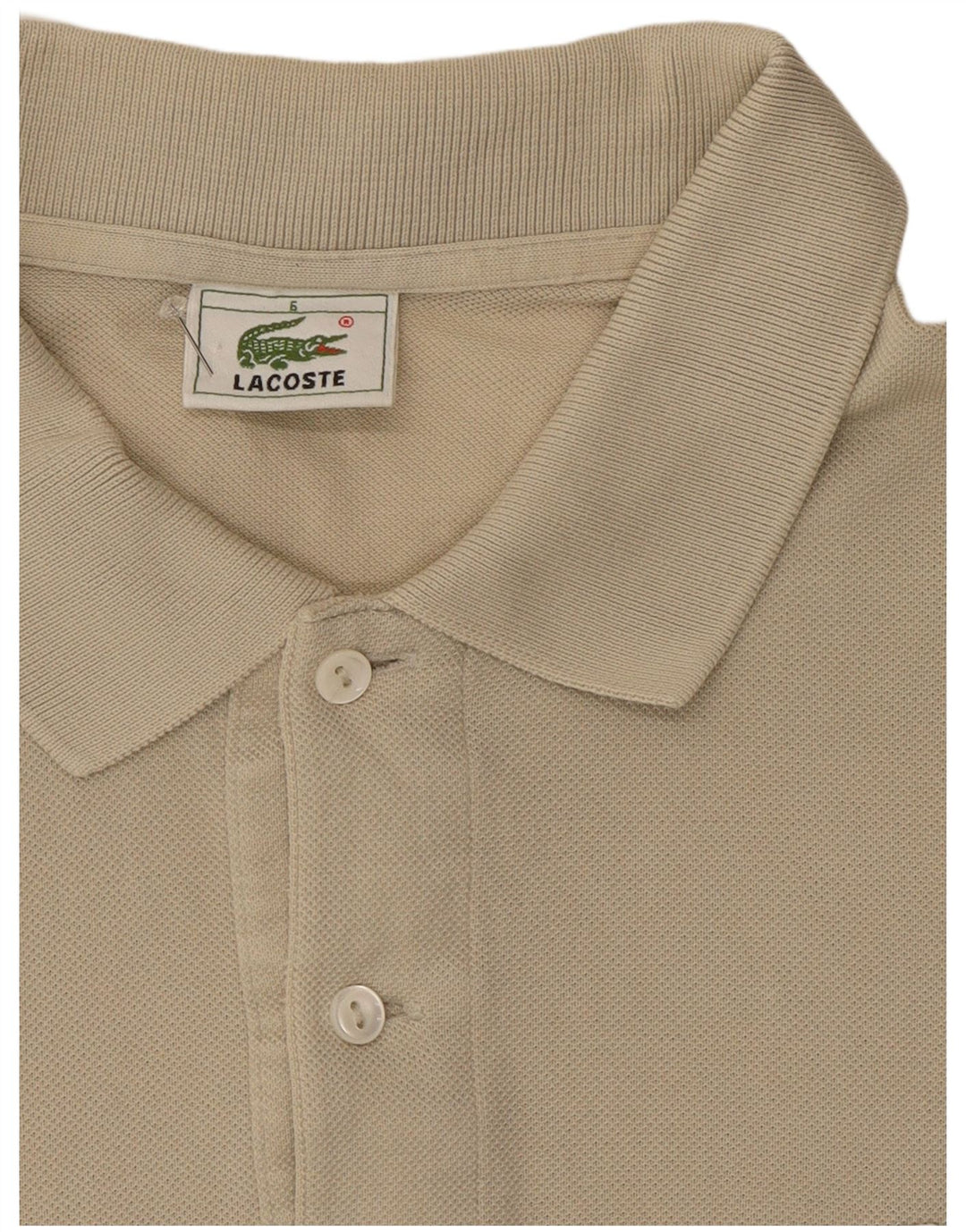 Camisa polo masculina Lacoste tamanho 6 XL bege