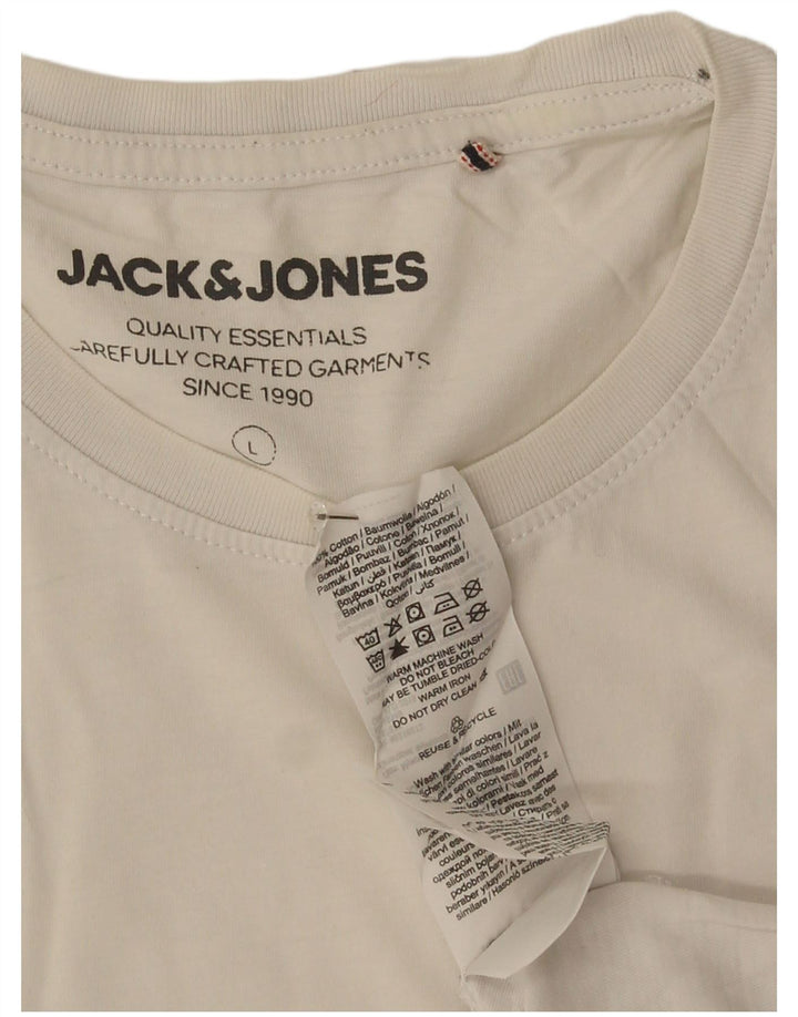 Camiseta gráfica masculina Jack & Jones grande algodão branco