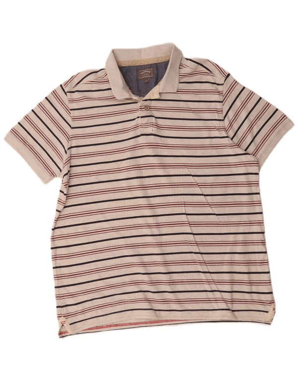 Camisa polo masculina Fat Face XL algodão listrado cinza