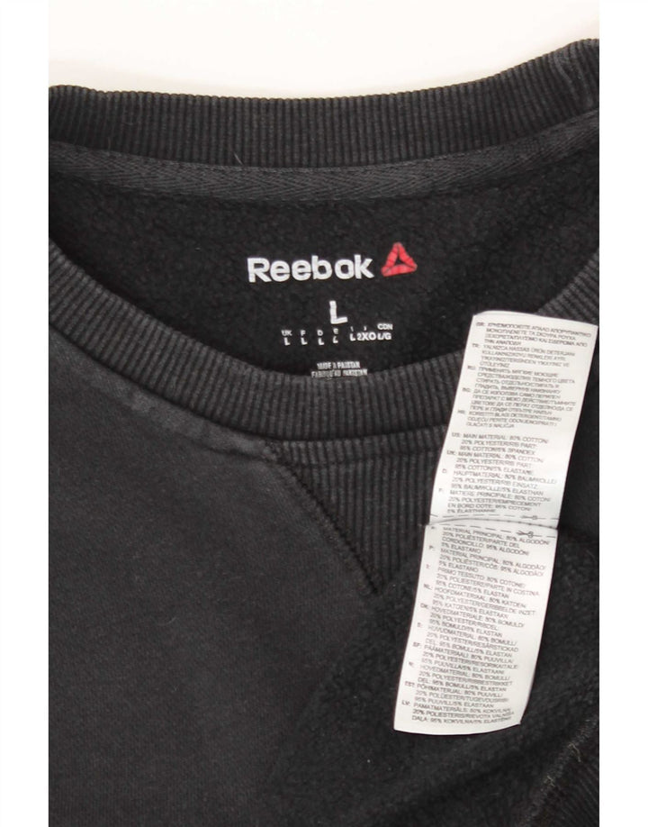 Reebok Mens Moletom Jumper Grande Algodão Preto