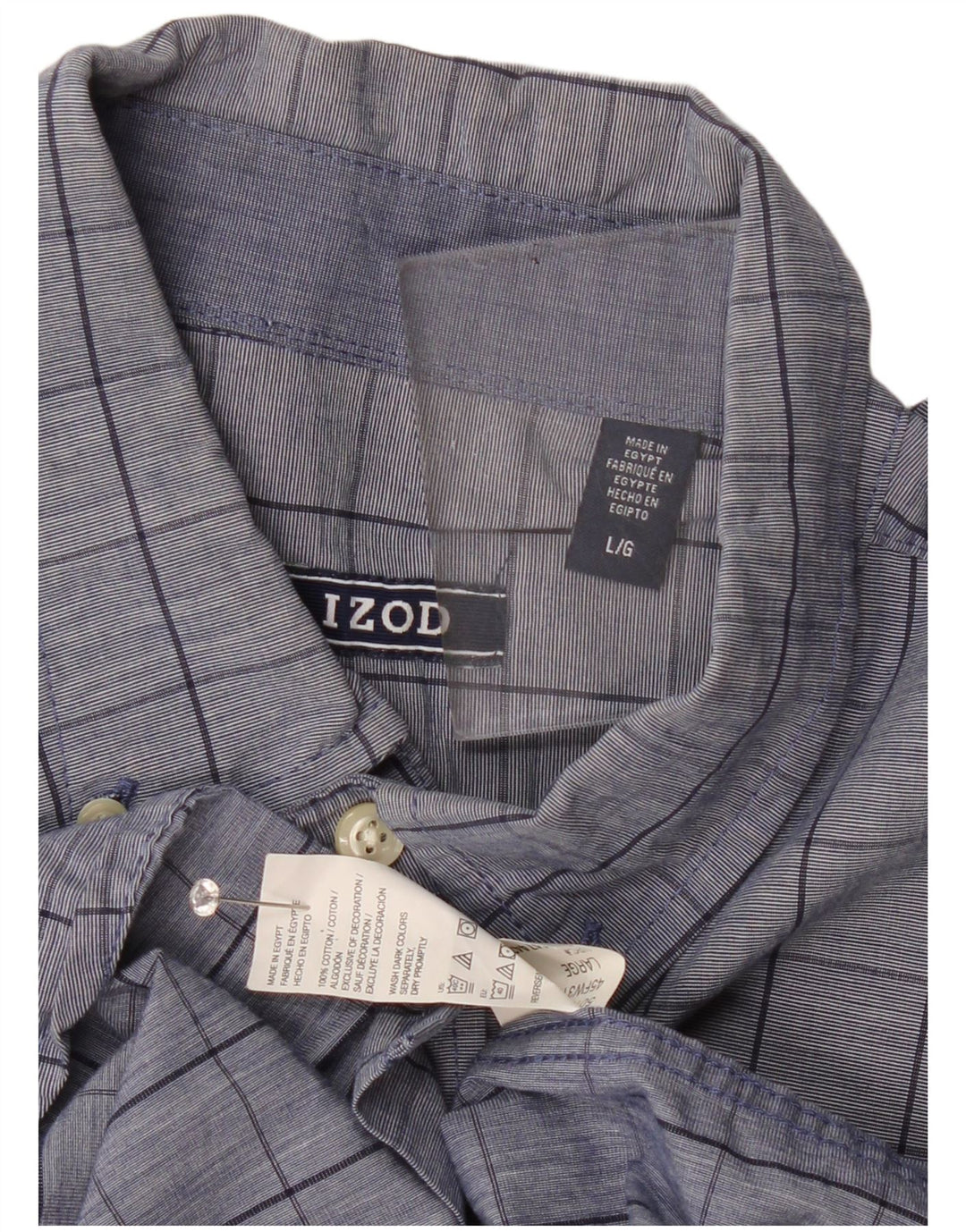Camisa masculina Izod grande algodão xadrez azul