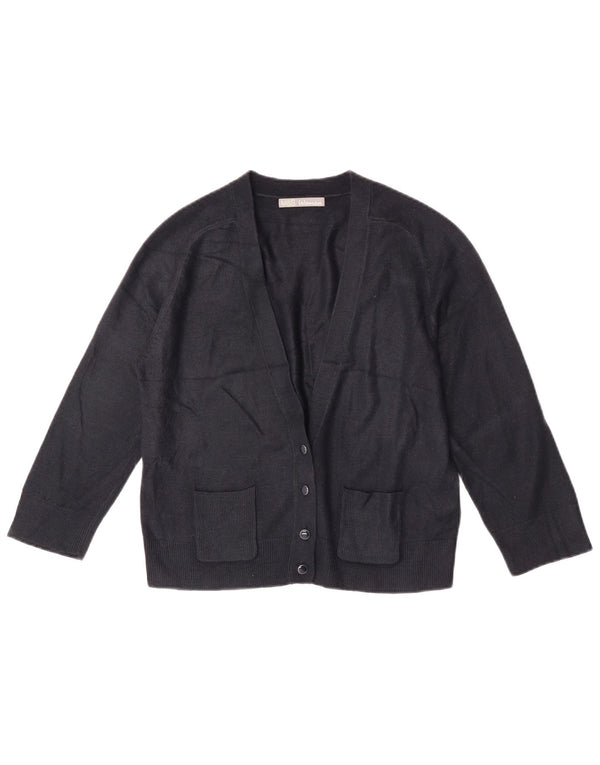 Suéter feminino Marks & Spencer Crop Cardigan Reino Unido 12 Médio Azul Marinho Acrílico