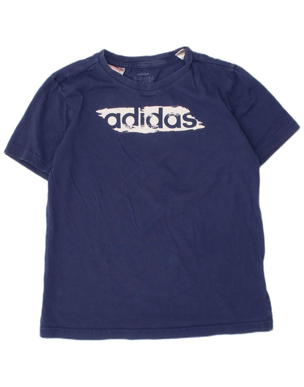 Camiseta Adidas Meninos Graphic Top 8-9 Anos Azul Marinho Algodão