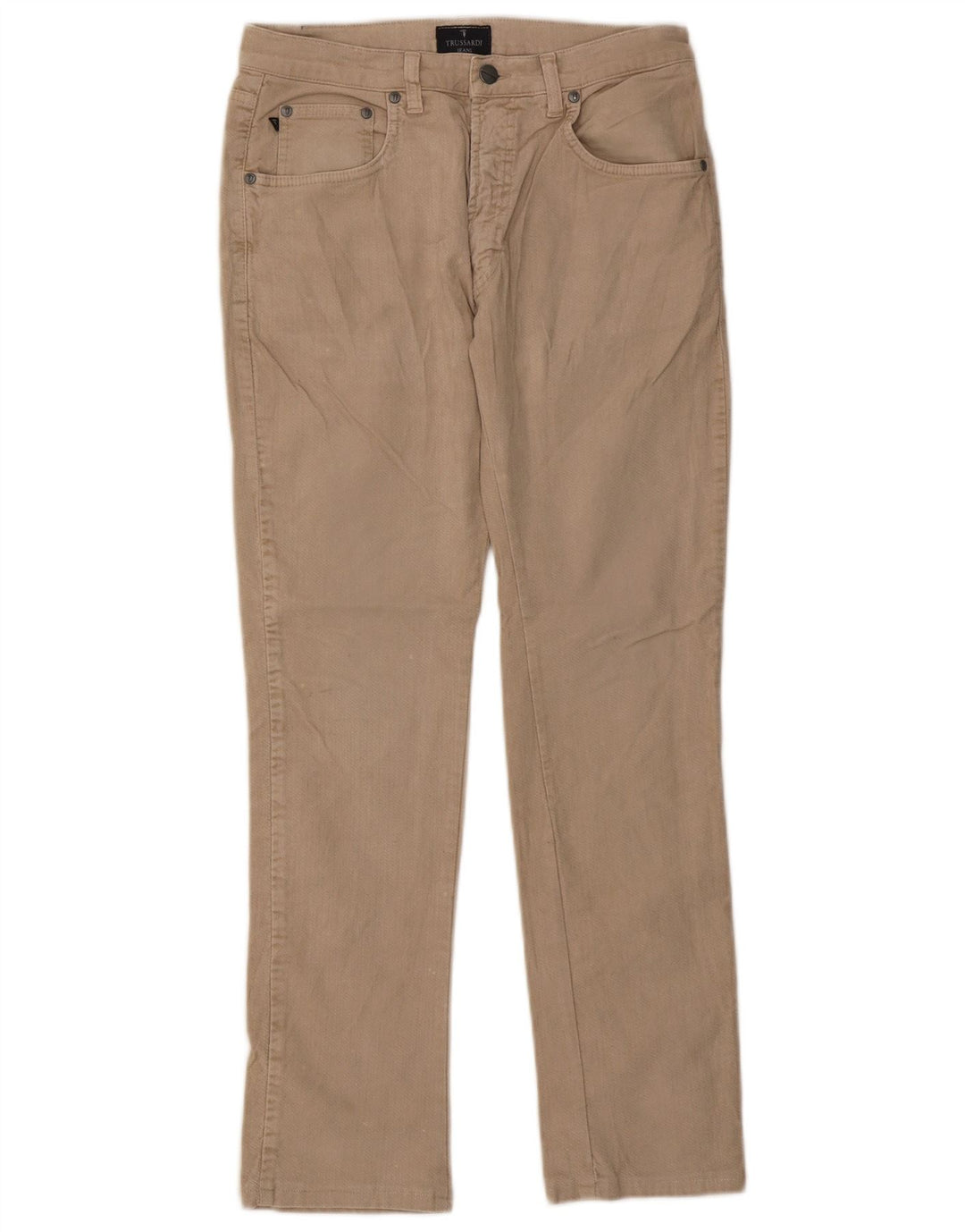 Jeans retos masculinos TRUSSARDI W34 L30 algodão bege
